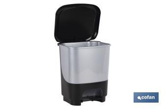 Rigid and Strong Class Pedal Bin PEDAL BIN | 10-litre Capacity | Grey & Black - Cofan