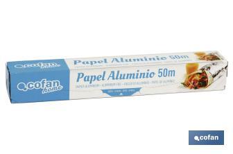 Household Aluminium Foil Roll | Size: 16, 30 or 50m | 30cm width | Box with cutting edge | Non-stick | Multipurpose - Cofan