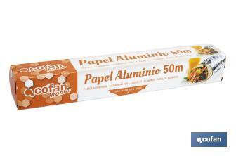 Household aluminium foil roll | Size: 16, 30 or 50m | 30cm width | Box with cutting edge | Non-stick | Multipurpose - Cofan