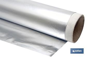 Papel de alumínio para uso doméstico | Medida 16, 30 ou 50 m | Largura 30 cm | Caixa com serra de corte | Antiaderente - Cofan