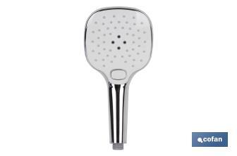 Chrome-plated hand-held shower head | White | 3 spray modes | Size: 24.5 x 12cm - Cofan