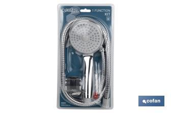 Kit de Douche | Avec 1 Fonction | Pommeau + Tuyau Flexible + Support | Fabriqué en ABS Chromé - Cofan