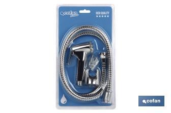 Kit of Chrome-plated bidet shower head | Trigger + Shower Hose + Bracket | Chrome-plated ABS - Cofan