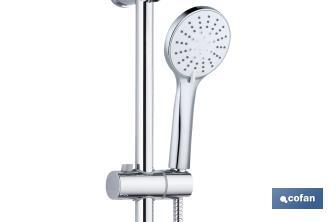 Shower kit with sliding rail | 3 Pieces | 5 spray modes | White | Chrome-plated ABS - Cofan