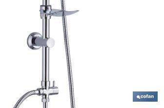 Round shower column | 5 Spray modes | Hand-held shower head + Shower hose + Sliding rail + Overhead shower head + Soap dish - Cofan