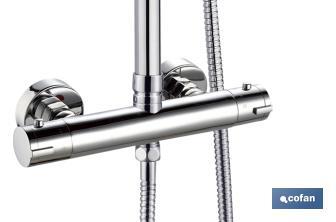 Round shower column | Thermostatic mixer tap with 5 spray modes - Cofan