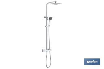 Coluna de duche termostática com design do cabeçal quadrado | Ajustável em altura - Cofan