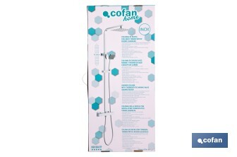 Thermostatic shower column | Square overhead shower head | Adjustable in height - Cofan