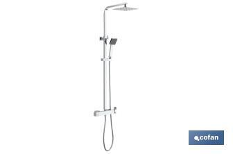 Colonne de douche avec robinet mitigeur | Conception du pommeau carrée | Réglable en hauteur - Cofan