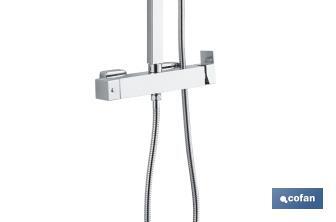 Colonne de douche avec robinet mitigeur | Conception du pommeau carrée | Réglable en hauteur - Cofan