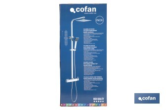 Coluna de ducha com torneira monocomando | Design do cabeçal quadrado | Ajustável em altura - Cofan