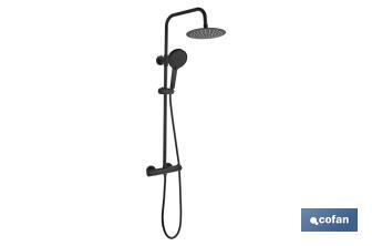 Coluna de duche extensível com torneira termostática | Torneira com acabamento em preto mate - Cofan