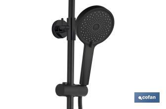 Coluna de duche extensível com torneira termostática | Torneira com acabamento em preto mate - Cofan