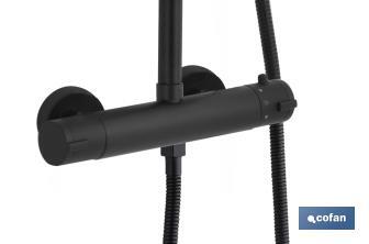 Coluna de duche extensível com torneira termostática | Torneira com acabamento em preto mate - Cofan