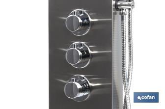 Panneau de douche avec 4 fonctions | Matériau : Acier inoxydable 304 | Poignée en laiton | Dimensions : 129 x 22,3 cm - Cofan