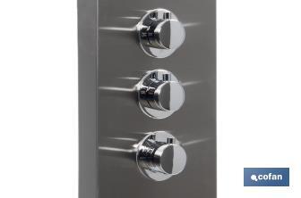 Panneau de douche avec 4 fonctions | Matériau : Acier inoxydable 304 | Poignée en laiton | Dimensions : 129 x 22,3 cm - Cofan