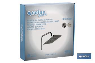 Square overhead shower head | Chrome-plated brass & ABS | Available in two sizes | Resistant against rust - Cofan