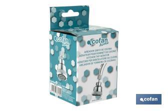 Aerador de torneira com 4 modos | Adequado para torneiras de cozinha | Métrica 22 | Medidas: 5,8 x 8 cm - Cofan