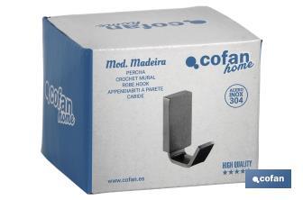 Cabide de WC | Modelo Madeira | Em Aço Inox 304 Satinado | Medida 8 x 7 x 7 cm - Cofan