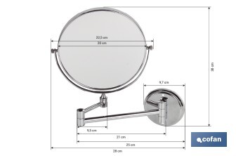 Round Cosmetic Mirror 3X, Lagoa Model - Cofan
