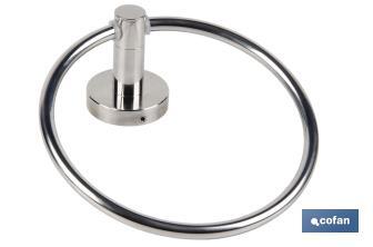 304 stainless-steel towel ring | Polished finish | Lagoa Model | Size: 17 x 14.2 x 6.5cm - Cofan