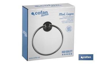 304 stainless-steel towel ring | Polished finish | Lagoa Model | Size: 17 x 14.2 x 6.5cm - Cofan