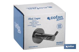 Robe hook | Lagoa Model | 304 stainless steel | Polished finish | Size: 7 x 6.5 x 5cm - Cofan