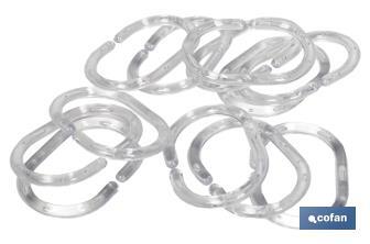 Anneaux pour Rideaux de Salle de Bain | Pack de 12 anneaux | Anneaux Transparents - Cofan