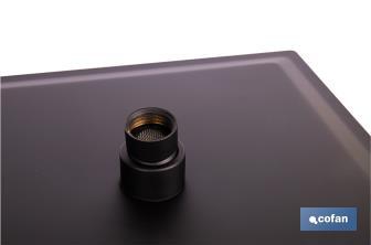 Cabezal de ducha cuadrado orientable | Diseño extrafino | Tecnología antical | Medidas: 24,5 x 24,5 cm | Disponible en acabado negro mate y en acero inoxidable - Cofan