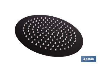 Cabezal de ducha redondo orientable | Diseño extrafino | Tecnología antical | Medidas: Ø24,5 cm | Disponible en acabado negro mate y en acero inoxidable - Cofan