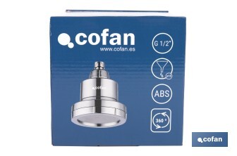 Rociador de ducha de alta presión con acabado en cromado que incluye filtro de 15 etapas | Rotación 360° | Fácil instalación y ahorro de agua - Cofan