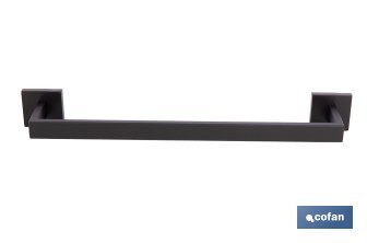 Toallero de baño negro mate | Material: acero inoxidable | Diseño cuadrado | Kit de fijación incluido | Medidas: 45 x 8 x 5,5 cm - Cofan
