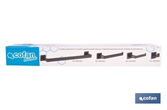 Toallero de baño negro mate | Material: acero inoxidable | Diseño cuadrado | Kit de fijación incluido | Medidas: 45 x 8 x 5,5 cm - Cofan