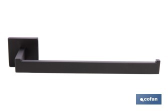 Toallero de baño negro mate | Material: acero inoxidable | Diseño cuadrado | Kit de fijación incluido | Medidas: 27 x 8 x 5,5 cm - Cofan
