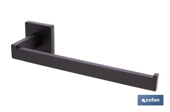Toallero de baño negro mate | Material: acero inoxidable | Diseño cuadrado | Kit de fijación incluido | Medidas: 27 x 8 x 5,5 cm - Cofan
