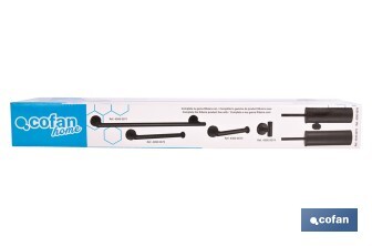 Toallero negro mate | Material: acero inoxidable | Diseño redondo | Kit de fijación incluido | Medidas: 45 x 8 x 5 cm - Cofan