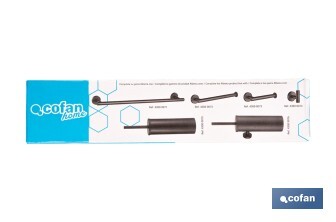 Toallero negro mate | Material: acero inoxidable | Diseño redondo | Kit de fijación incluido | Medidas: 28 x 8 x 5 cm - Cofan