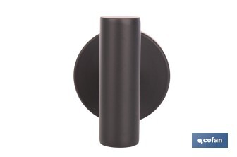 Percha negra mate | Material: acero inoxidable | Diseño redondo | Kit de fijación incluido | Medidas: 5 x 5 x 6 cm - Cofan