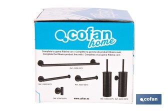 Percha negra mate | Material: acero inoxidable | Diseño redondo | Kit de fijación incluido | Medidas: 5 x 5 x 6 cm - Cofan