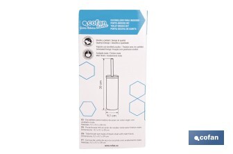 Escobillero de baño negro mate | Material: acero inoxidable | Diseño redondo | Medidas: 9,1 x 9,1 x 39 cm - Cofan