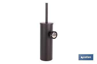 Escobillero de pared negro mate | Material: acero inoxidable | Diseño redondo | Medidas: 9,1 x 12,9 x 39 cm - Cofan