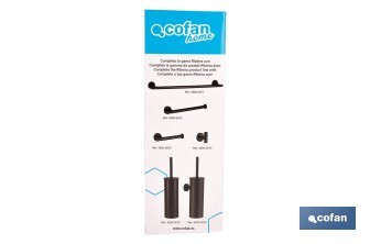 Escobillero de pared negro mate | Material: acero inoxidable | Diseño redondo | Medidas: 9,1 x 12,9 x 39 cm - Cofan