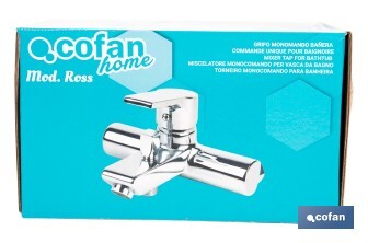 Robinet pour Baignoire Mitigeur | Modèle Ross | Fabriqué en Laiton | Dimensions 13 x 11 x 18 x 3 cm - Cofan