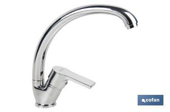 Single-handle sink tap | High C-shaped spout | Ross Model | Brass | Size: 23 x 25 x 4cm - Cofan