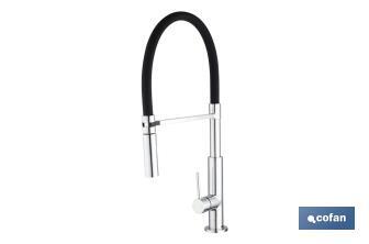 Single-Handle Kitchen Mixer Tap | Flexible Spout | Black | Nyassa Model - Cofan