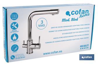 Kitchen Mixer Tap | Single-Handle Tap | 3-Way Filter Tap Adapted to Osmosis System | Brass with chrome finish - Cofan