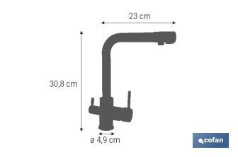 Kitchen Mixer Tap | Single-Handle Tap | 3-Way Filter Tap Adapted to Osmosis System | Brass with chrome finish - Cofan