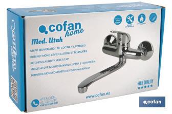 Kitchen and Laundry Mixer Tap | Single-Handle Tap | Brass with Chrome Finish - Cofan