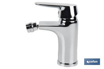 Bidet Mixer Tap | Single-Handle Tap | Size: 40mm | Rift Model | Brass with Chrome-Plated Finish and Zinc Alloy Handle - Cofan