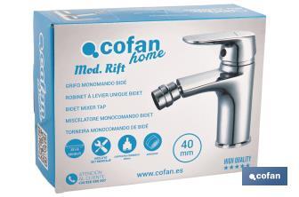 Robinet pour Bidet Mitigeur | Dimensions 40 mm | Modèle Rift | Fabriqué en Laiton avec Finition Chromée et Commande en Alliage de Zinc - Cofan